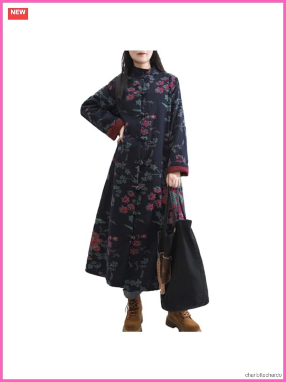 Vintage 70s Floral Trench Coat Women's Boho Long Jacket Cotton Linen Plus Size